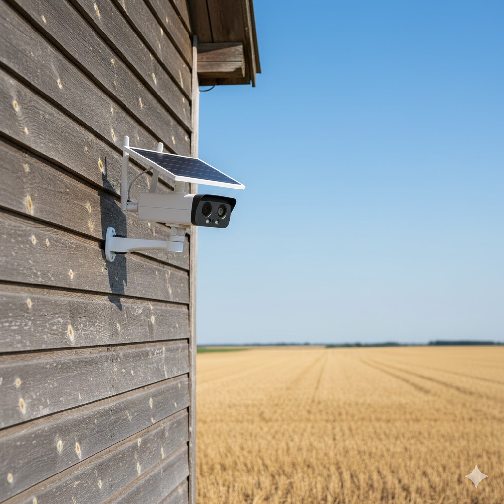 Caméra solaire hangar bâtiment agricole isolé