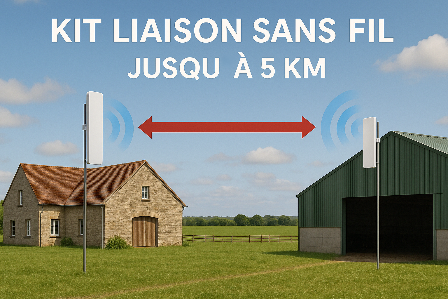 Liaison sans fil entre bâtiments agricoles jusqu'à 5km
