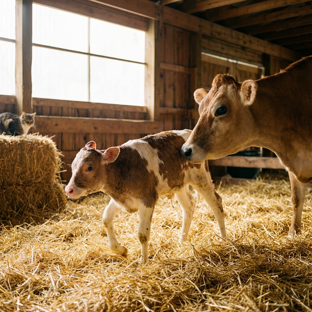 Réduction mortalité veau grâce surveillance vêlage