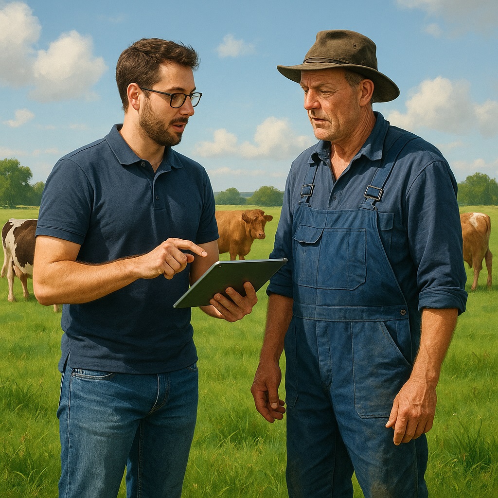 Equipe Agri-Surveillance en discussion avec un agriculteur